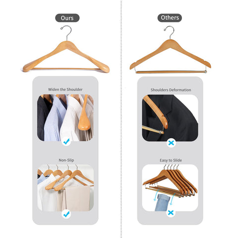 Nature Smile solid lotus wood hanger with anti-slip bar