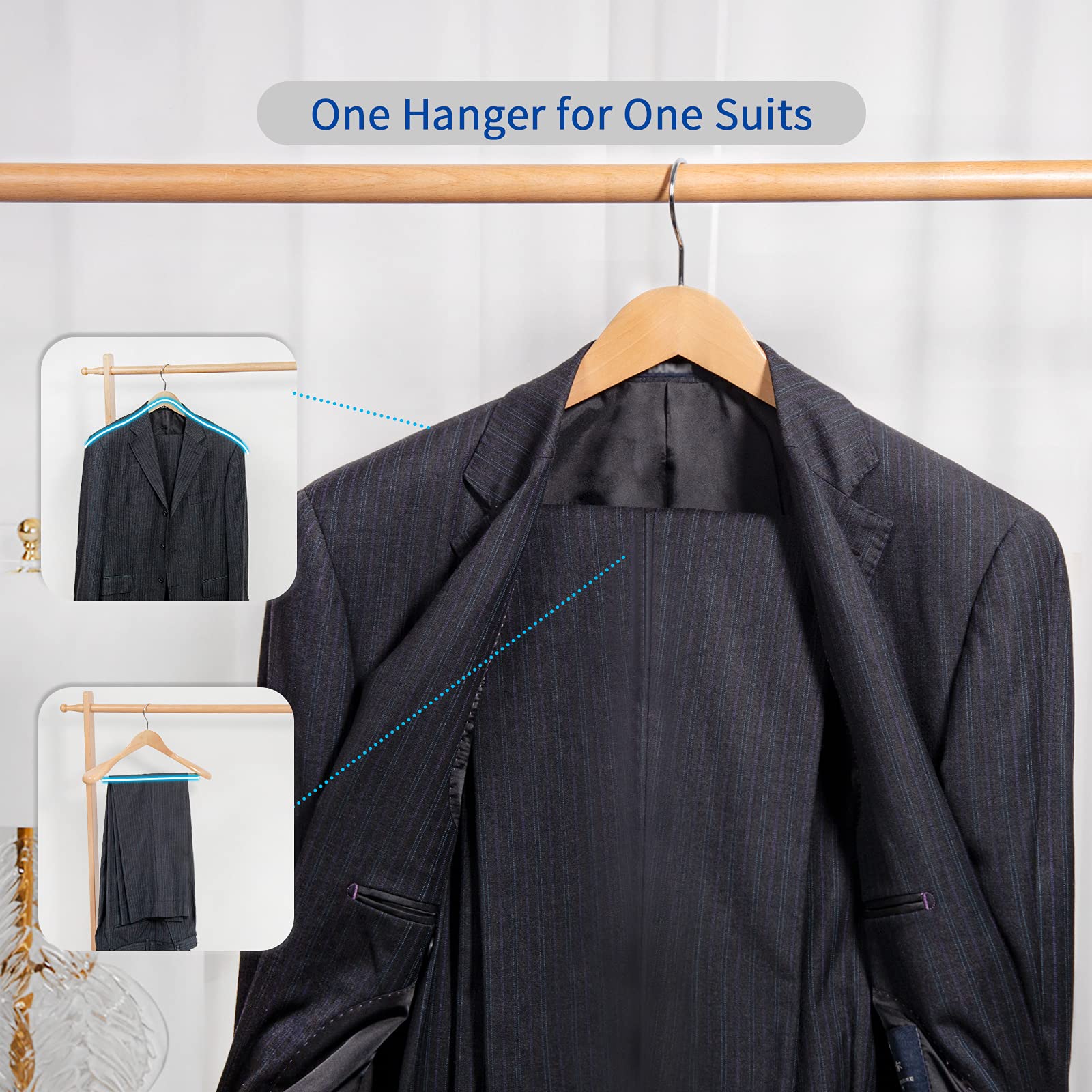 Nature Smile wooden hanger supporting coats and jackets without creasing