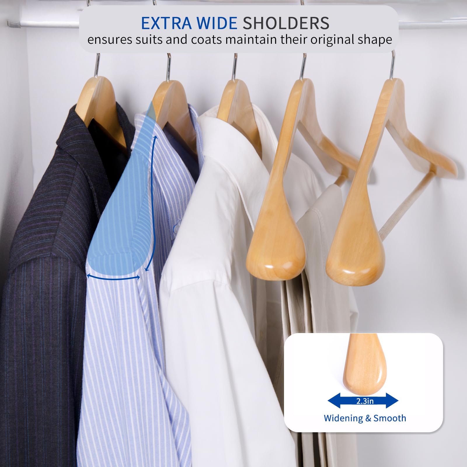 Nature Smile 12-pack wooden hangers ideal for organized closet spaces