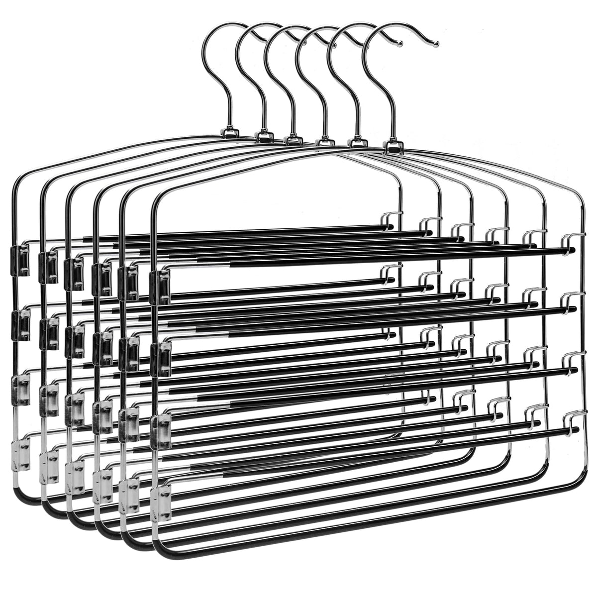 Nature Smile multi-layer pants hanger six-pack keeps pants neatly organized and accessible