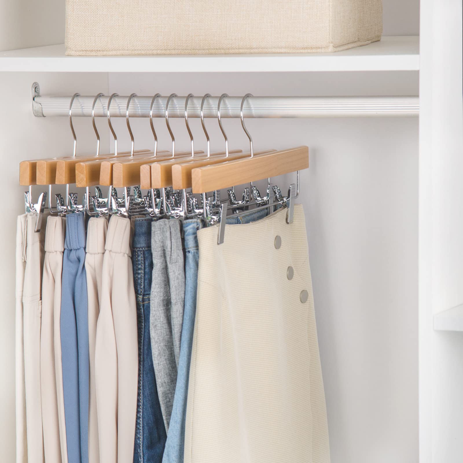 Nature Smile non-slip pants hanger keeps garments secure and organized