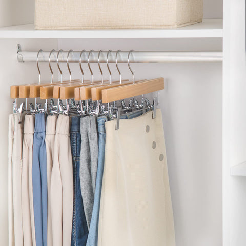 Nature Smile non-slip pants hanger keeps garments secure and organized