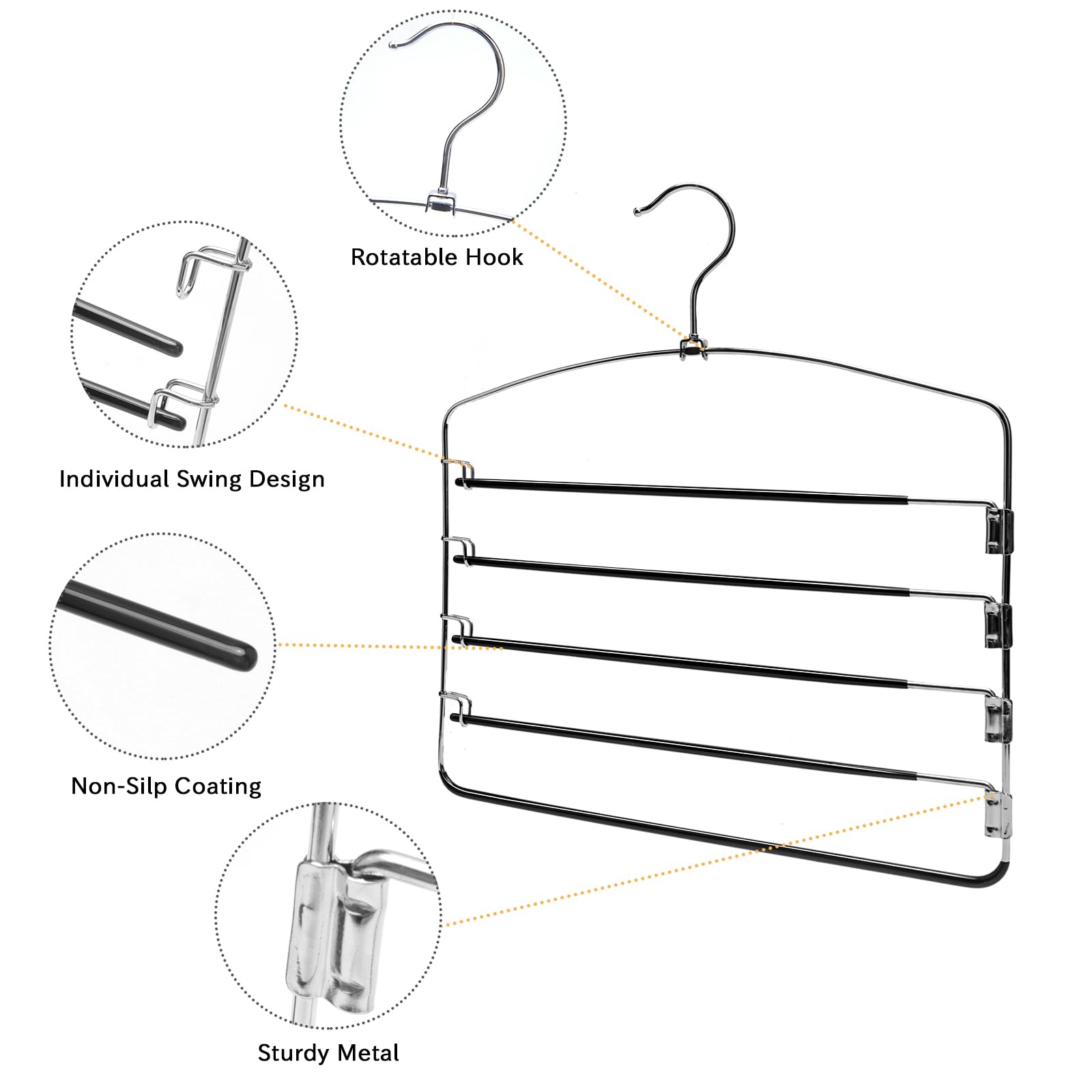 Nature Smile metal pants hanger with non-slip rubber grips keeps garments secure