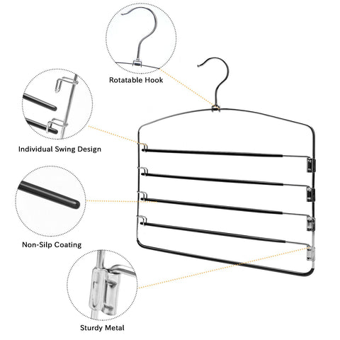 Nature Smile metal pants hanger with non-slip rubber grips keeps garments secure