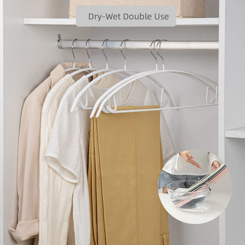 Nature Smile shoulder-bump-free hanger preserves garment structure during use.