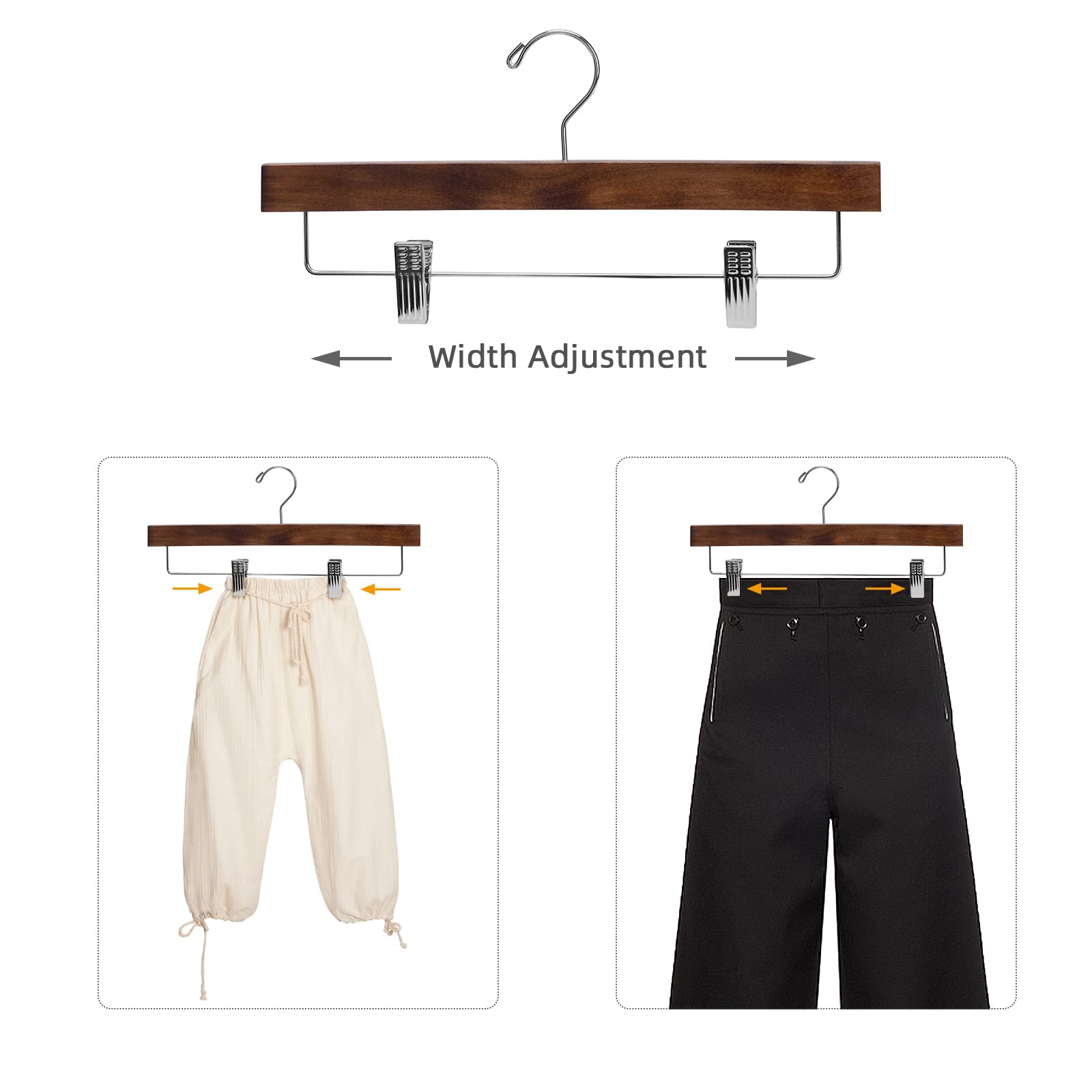 Nature Smile solid lotus wood deluxe pants hanger 360-degree hook, easy hanging.