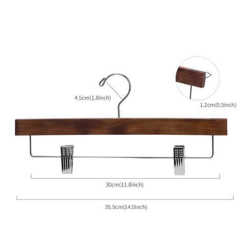 Nature Smile solid lotus wood deluxe pants hanger non-slip clip, secures garments without marks.