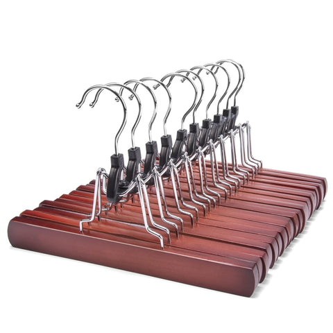 Nature Smile solid wood hangers with a smooth cherry finish for durable wardrobe organization.