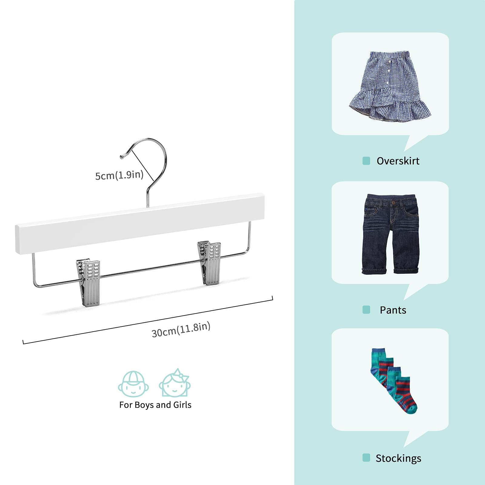 Nature Smile solid wood skirt hanger in white for toddlers