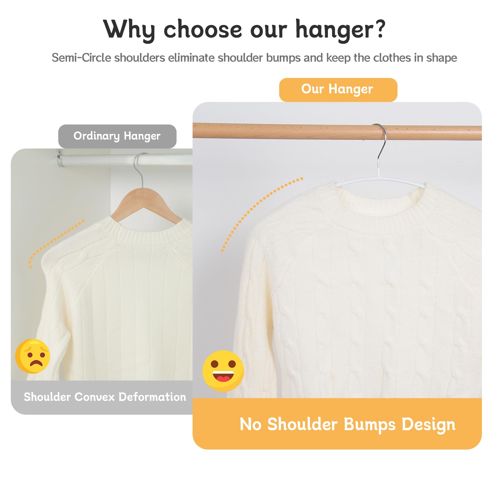 Nature Smile high-capacity white hangers simplify closet organization.