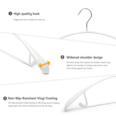 Nature Smile wide-shoulder suit hangers keep jackets crisply stored and wrinkle-free.