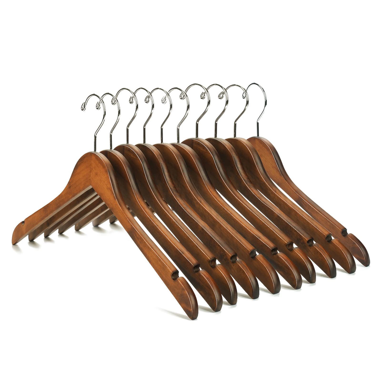 Nature Smile wooden coat hanger set with smooth surface protecting fabrics