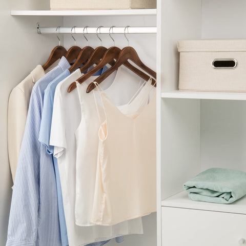 Nature Smile dress and shirt hangers keep garments neat and accessible
