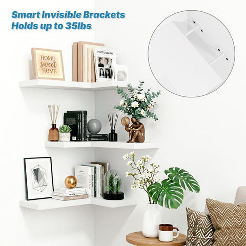 NATURE'S SOURCE L-shaped corner design maximizes space and adds decorative storage.