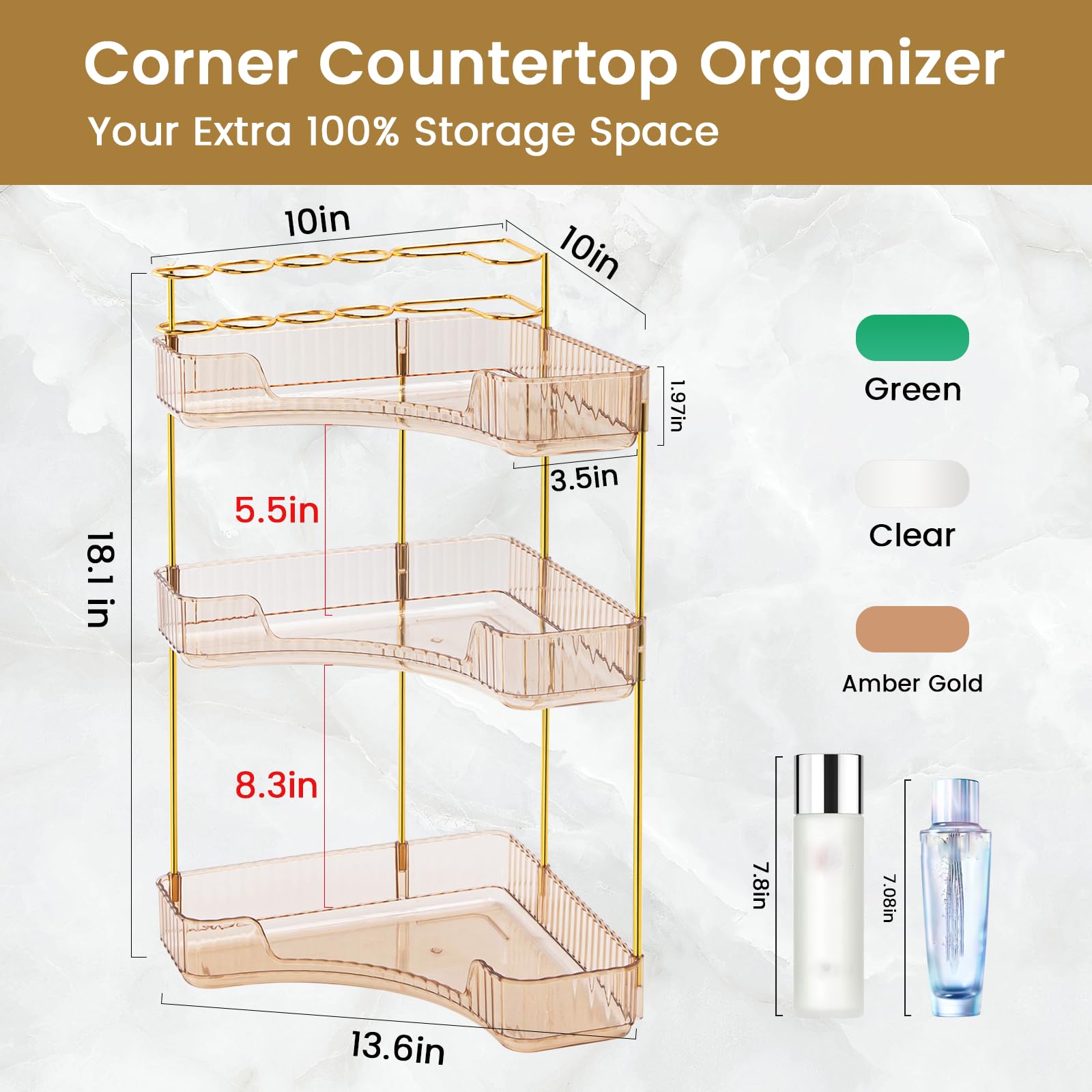 NATURE'S SOURCE makeup brush holder amber gold keeps brushes upright and ready.