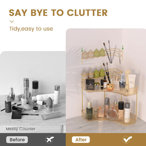 NATURE'S SOURCE makeup brush holder in amber gold keeps brushes organized and ready.