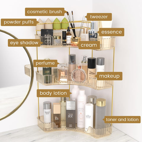 NATURE'S SOURCE perfume display amber gold offers an elegant way to showcase fragrances.