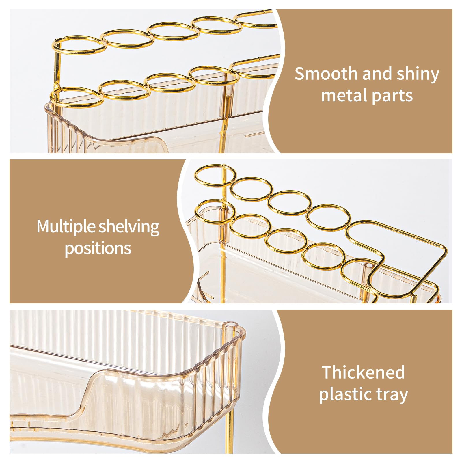 NATURE'S SOURCE sturdy acrylic organizer amber gold is rust-proof and durable for daily use.