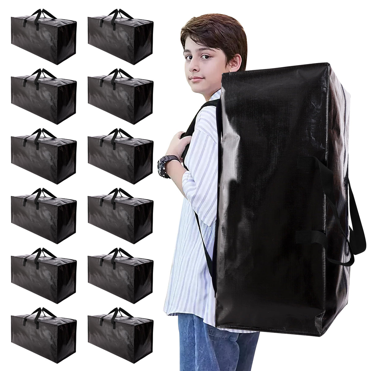 NATURELUX heavy-duty moving bags with backpack straps for easy transport.