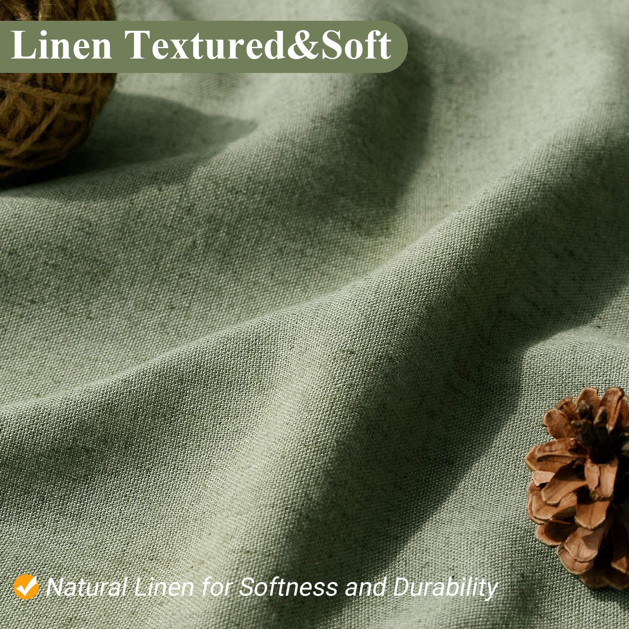 Naturoom Sage Green Shower Curtain water-repellent surface helps droplets roll away