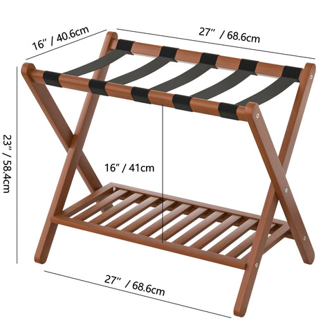 Natuvite luggage rack two-tier storage image shows lower shelf for shoes or bags.