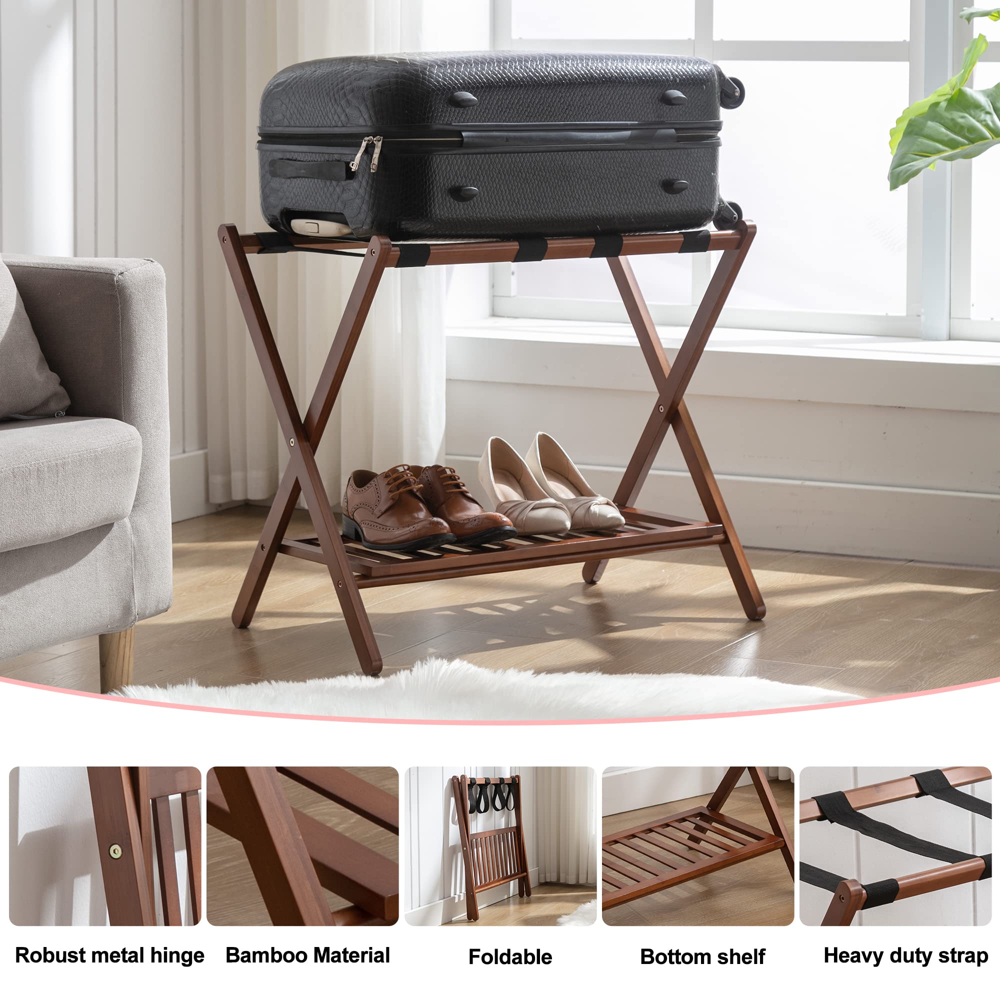 Natuvite luggage rack X-frame stability prevents wobble during use.