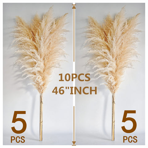 Naunauya beige dried pampas bouquet brings natural warmth to mantels.