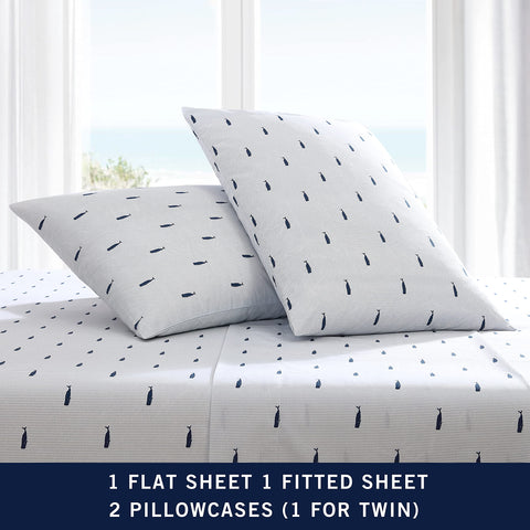 Nautica standard pillowcases (two) pair with Whale Stripe sheets.