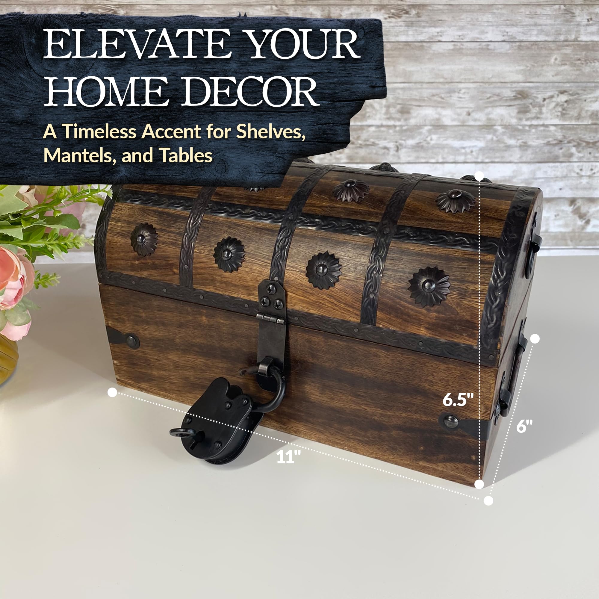 Nautical Cove iron overlay detail, antique look enhancing pirate decor.