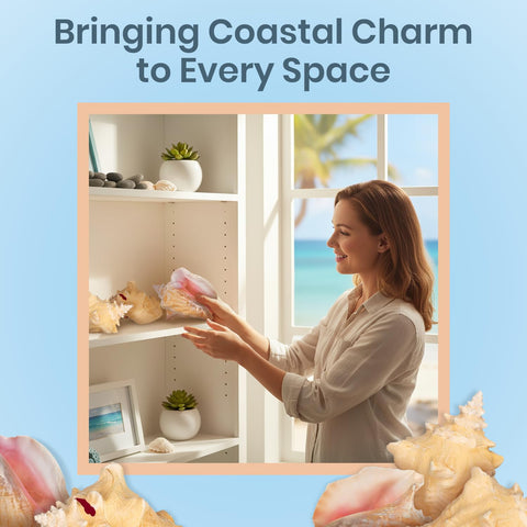 Nautical Crush Trading seashell decor large shell for beach-inspired tabletops.