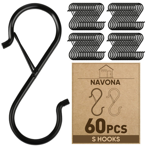 Navona heavy-duty S-hook with locking clip secures pots on a rod