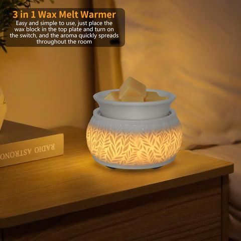 Nawaza 3-in-1 wax melt warmer for jar candles and essential oils.