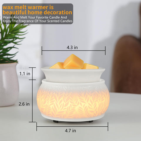 Nawaza ceramic leaf design warmer adds elegant home decor.