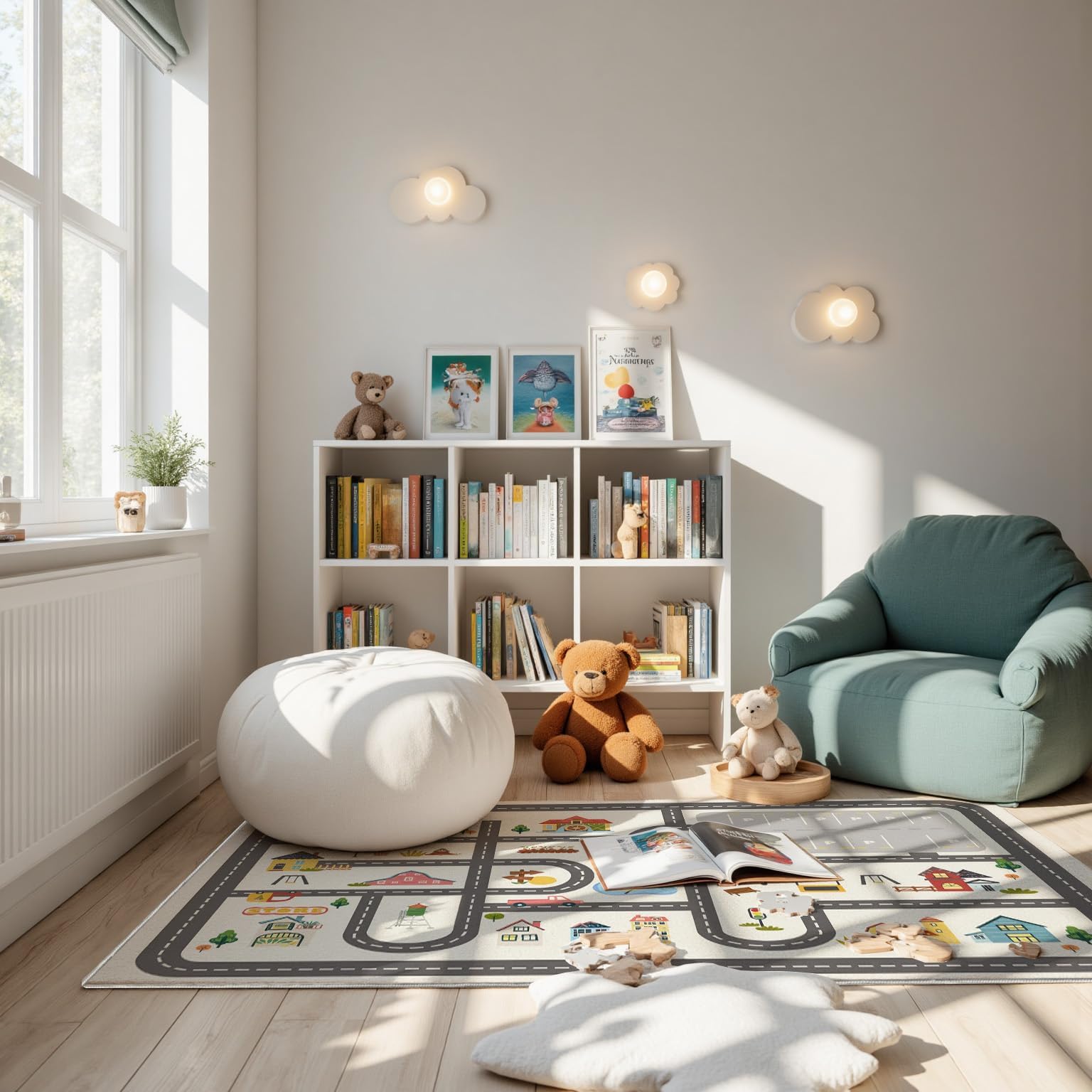 Nayoroom rug with non-slip back keeps play area safe and steady.