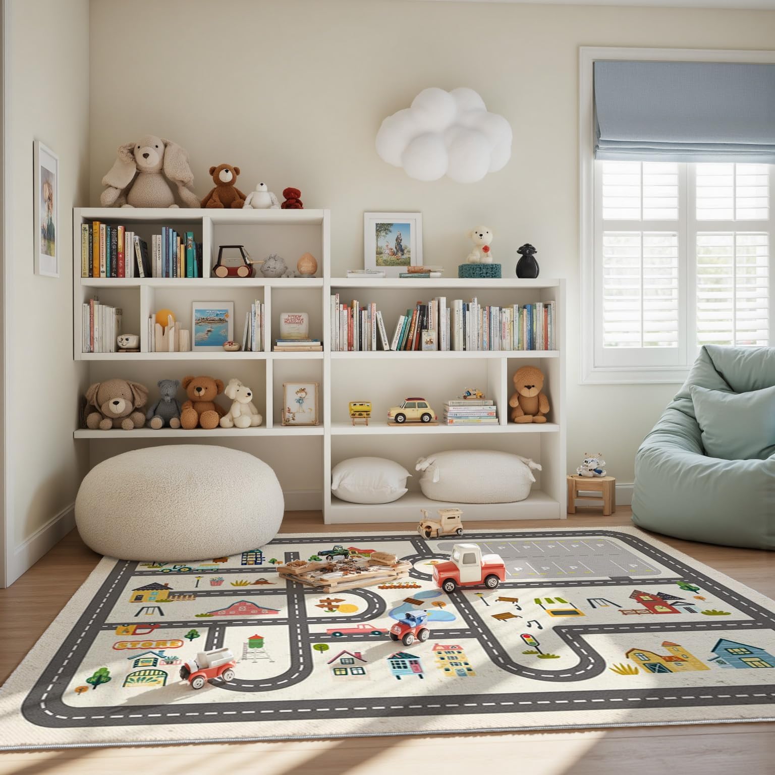 Nayoroom soft acrylic fibers provide a gentle crawling surface.