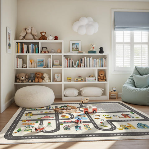 Nayoroom soft acrylic fibers provide a gentle crawling surface.