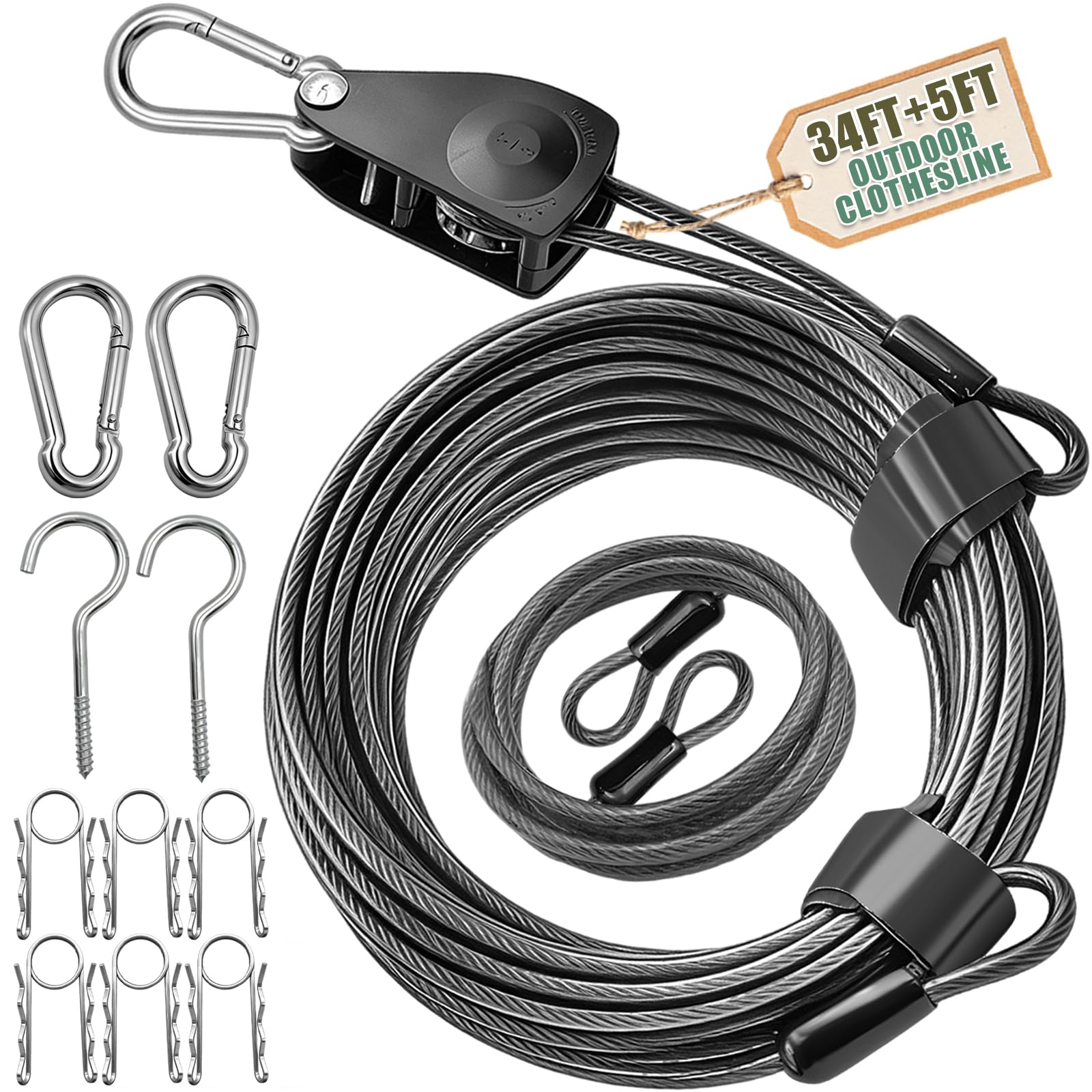NAZOU Outdoor Retractable Clothesline rustproof materials for weather resistance