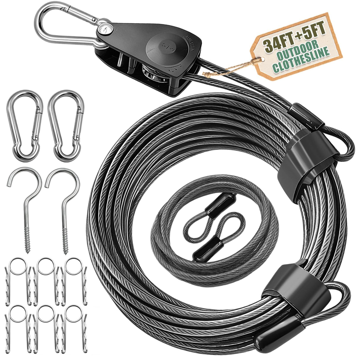 NAZOU Outdoor Retractable Clothesline setup demonstrates quick outdoor installation and tension