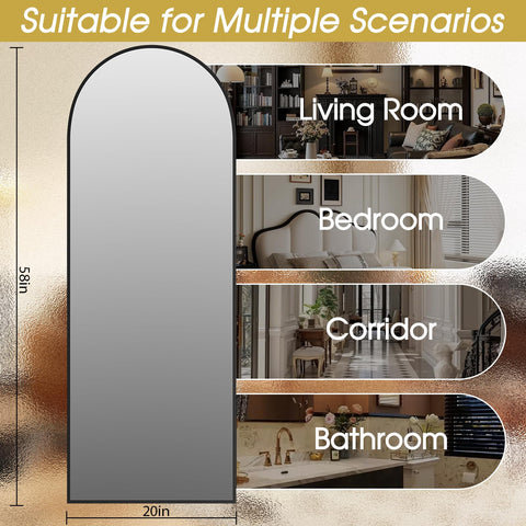 NBGV arch mirror leaning against wall demonstrates space-saving versatility
