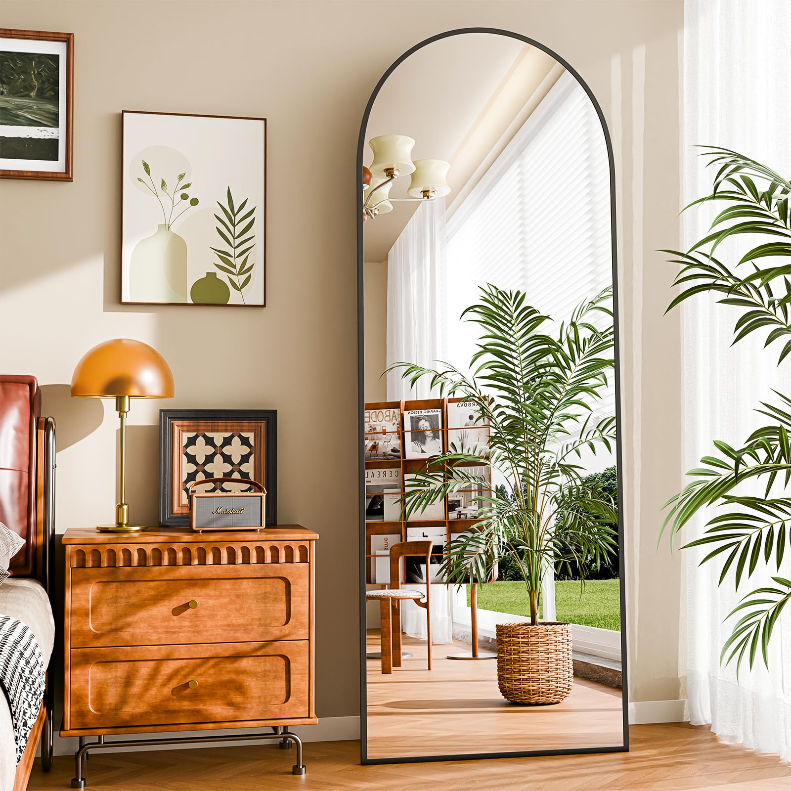 NBGV arch full-length mirror side view shows slim frame and stand