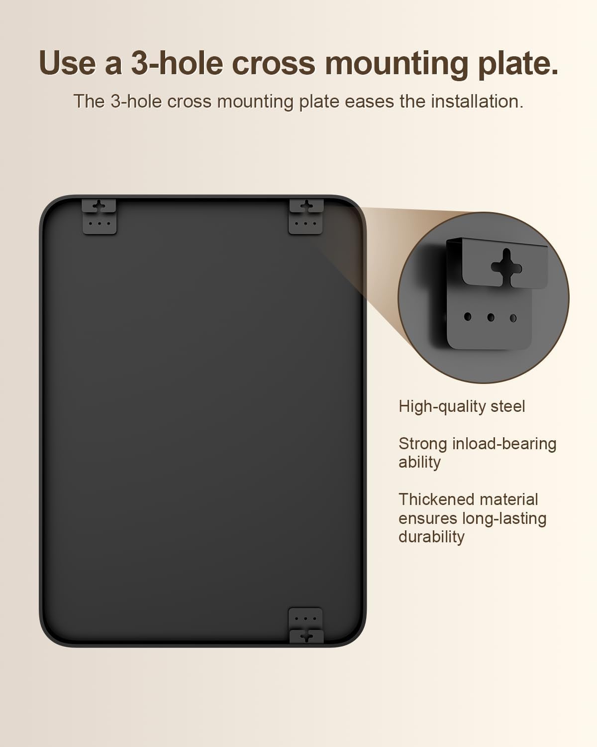 Timeless black frame complements contemporary bathrooms and entryways.