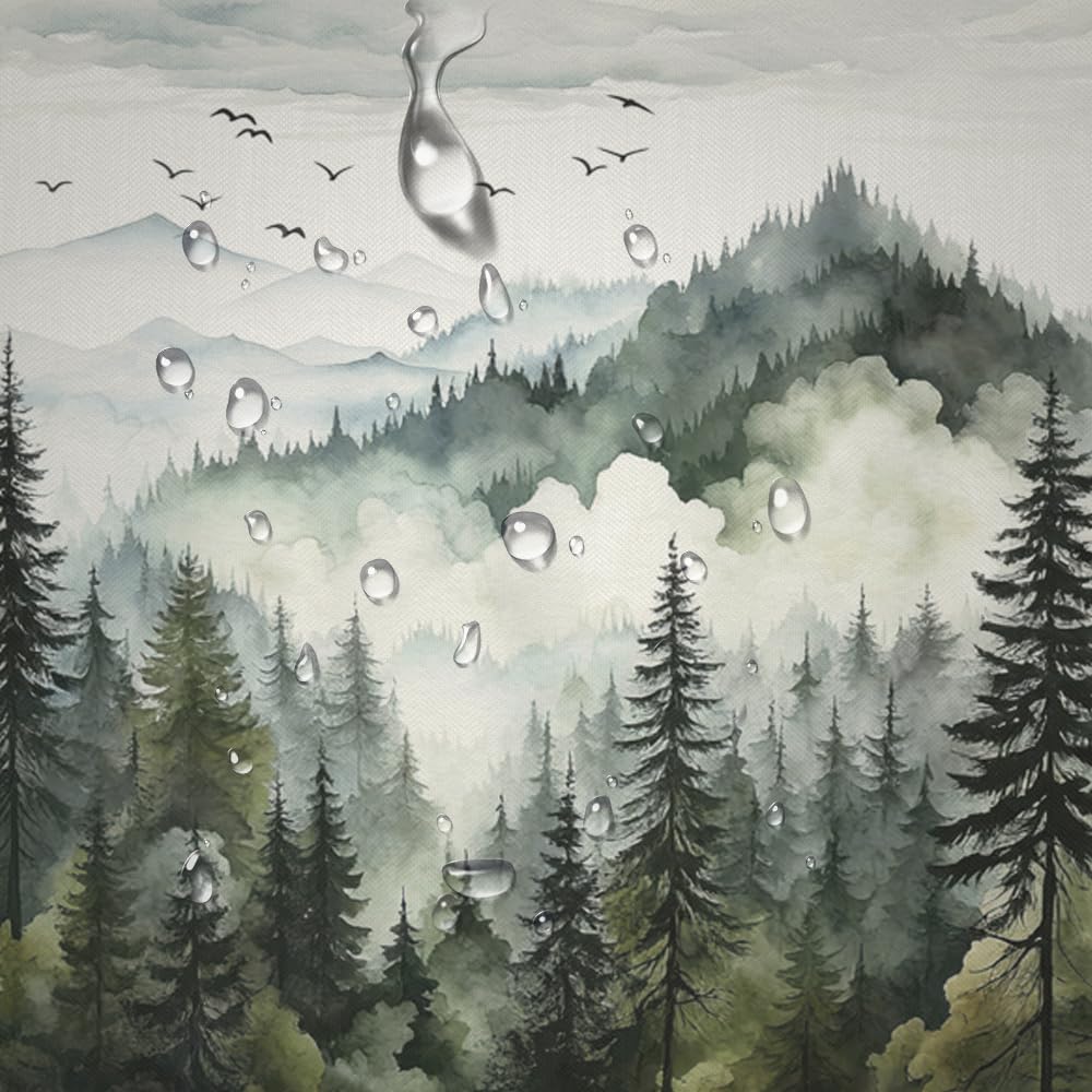 NBVKO Green Misty Forest bathroom decor enhances nature-inspired ambiance