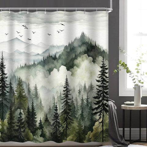 NBVKO Green Misty Forest toilet lid cover complements decor and protects seat