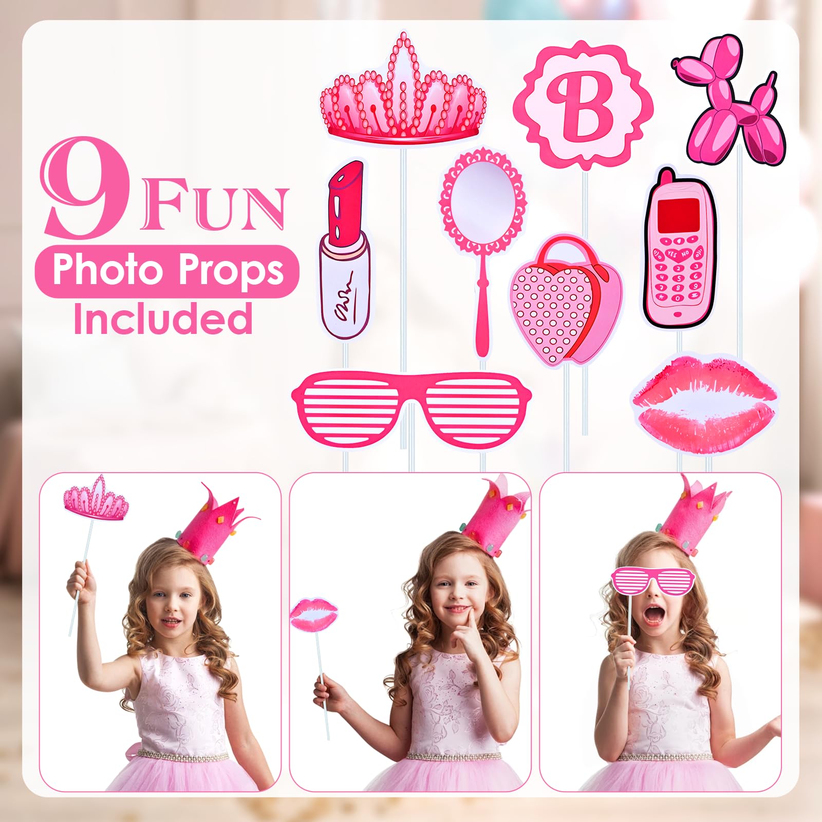 NCPLYGOU 9pcs photo props set for playful princess photos.