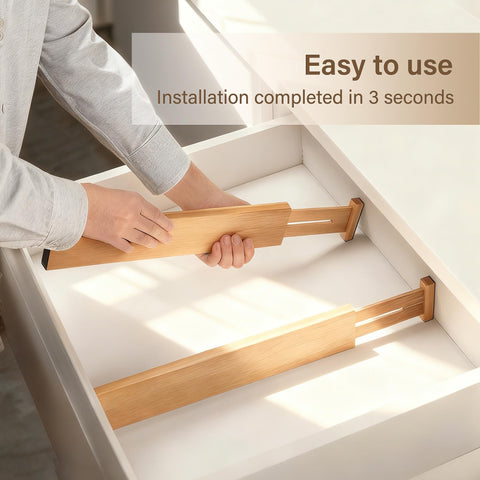 NCUE kitchen organizer using bamboo divider for utensils and small tools.