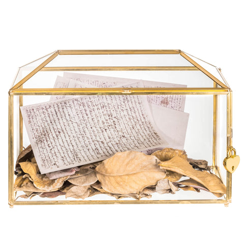 NCYP glass wedding card box with slot on top for secure guest cards