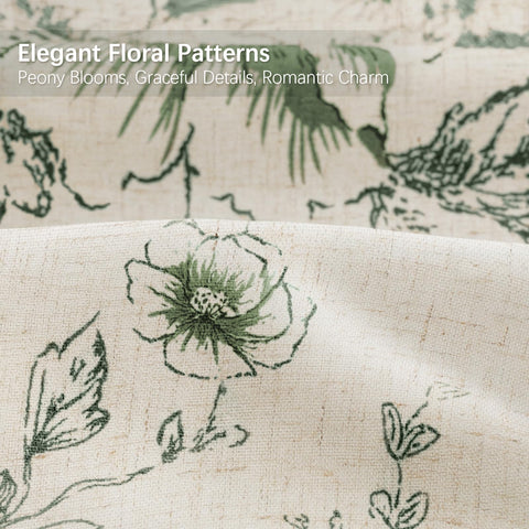 NDDYCU Farmhouse Floral Linen Curtain soft light filtration in a bathroom.