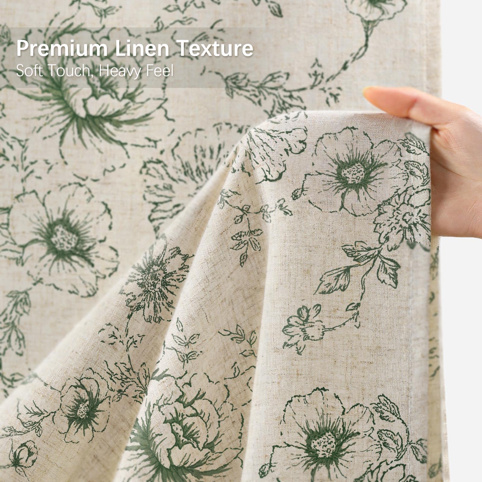 NDDYCU Farmhouse Linen Curtain grommets close-up with rust-resistant hardware.