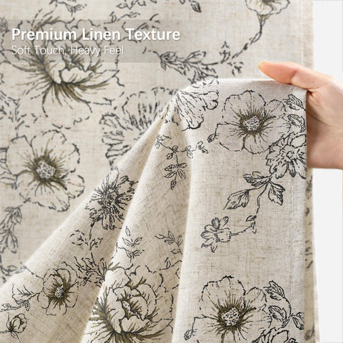 NDDYCU Farmhouse Floral Linen Curtain 72x84 size fits standard bathrooms.