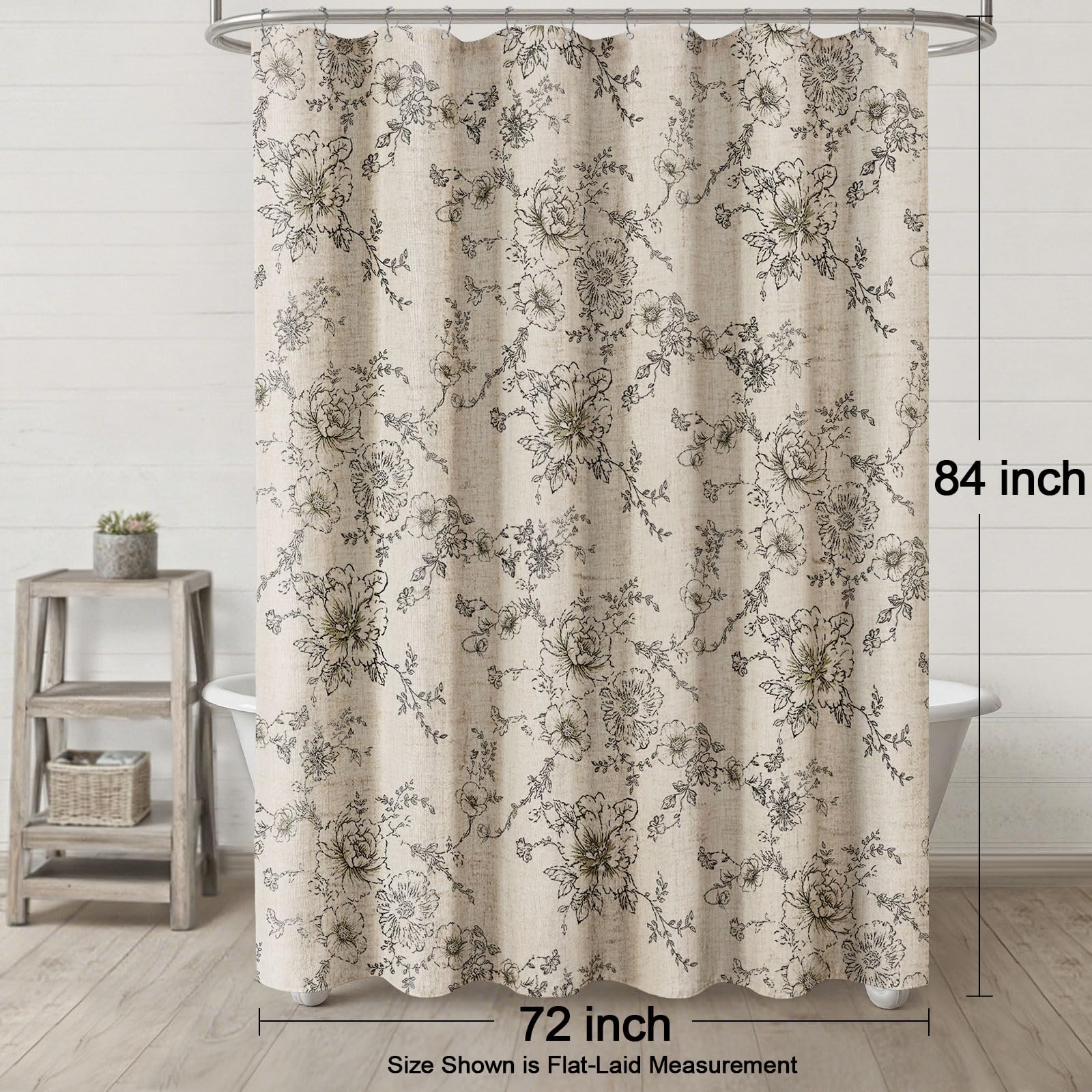 NDDYCU Farmhouse Floral Linen Curtain rust-resistant grommets enable durable mounting.